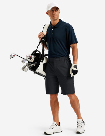 TACVASEN Men's Hiking Cargo Shorts Black Shorts with 5 Pockets D-Ring Quick Dry Lightweight Fishing Golf Casual Walking