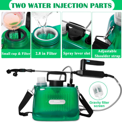 WYRJXYB Battery Powered Sprayer 2 Gallon, Upgrade Electric Garden Sprayer with 4 Mist Nozzles,USB Rechargeable Handle,31in Telescopic Wand,1 Glove,Portable Garden Sprayer for Yard Lawn Garden Watering