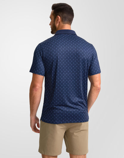 Obla Mens Golf Polo Shirts Short Sleeve Dry Fit Performance Moisture Wicking Casual Print Collared Golf Shirts for Men(Navy Golf Swing_XXXL)