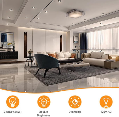 YGS-Tech 2 Inch LED Recessed Lighting, Dimmable Downlight 3W(35W Halogen Equivalent), CRI80, 2700K Ultra Warm White Ceiling Light with LED Driver (24 Pack)