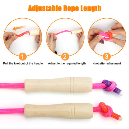 Coolrunner 16 FT Long Jump Rope(2 PACK), Double Dutch Jump Ropes, Soft Beaded Skipping for Kids Adults, Plastic Segmented Long Enough for 4-5 Jumpers