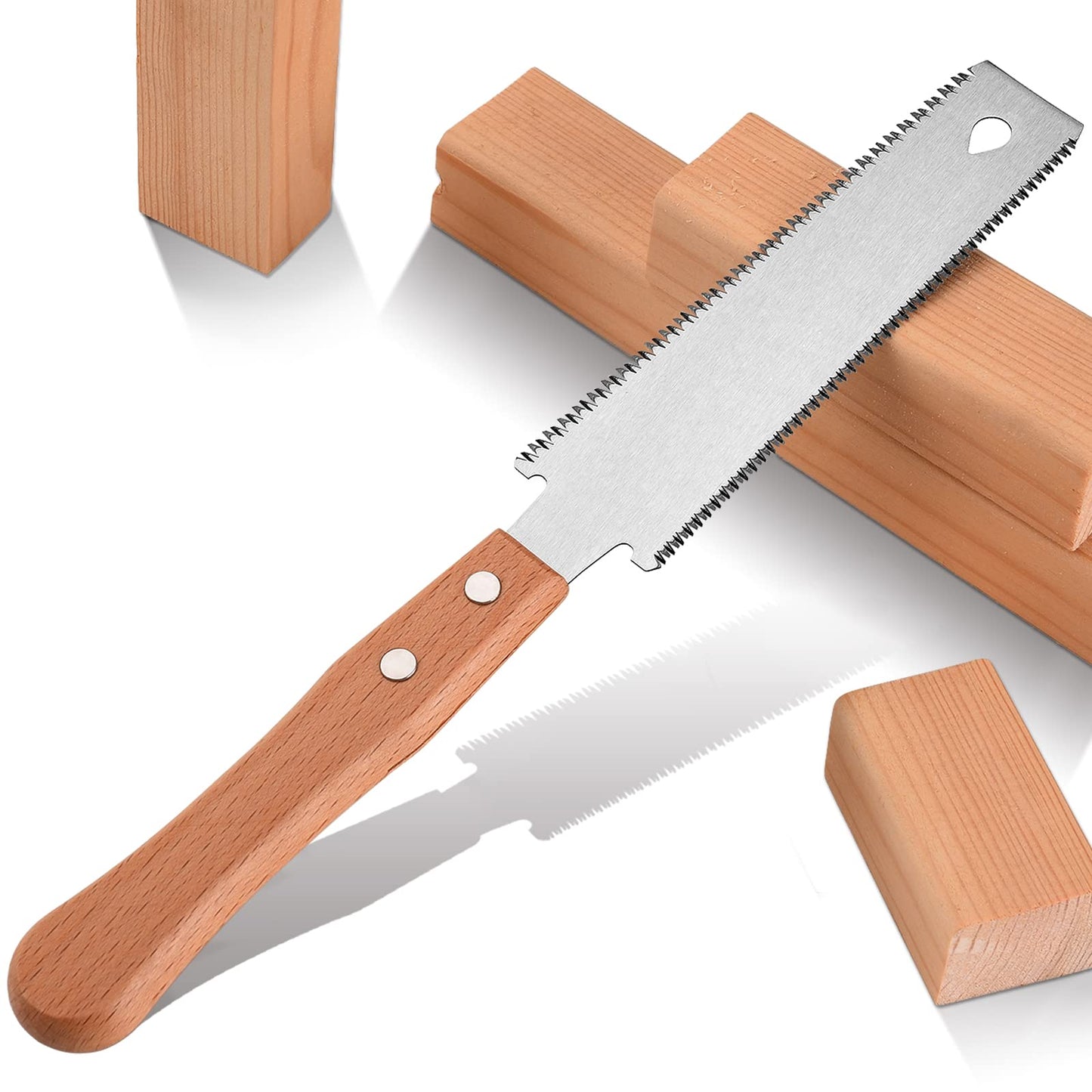 WEIMELTOY Small Woodworking Hand Saw, 6 inch Flexible Blade Double edge TPI 17/11 Pull Saw for Craft, Hobby, DIY, Non Slip Wood Handle Garden Trim, Sharp and Light Woodworking Tools