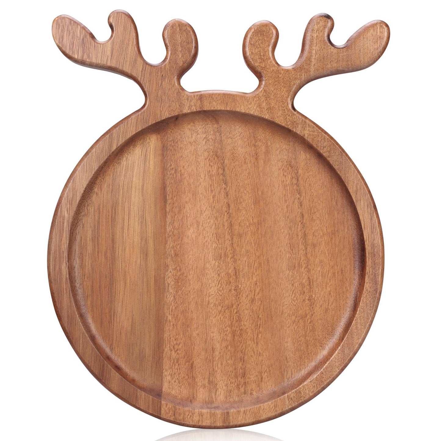15"x12" Large Acacia Wood Christmas Decorative Veggie Tray Round Serving Platters Wooden Cheese Charcuterie Board Xmas Dinner Plate Dish Festive Fruit Tray Charger Plates for Christmas Holiday Platter