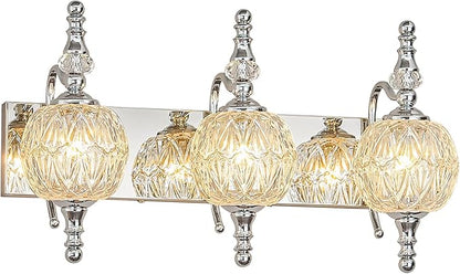Modern Crystal Bathroom Vanity Lights Fixtures Over Mirror Chrome Vintage 3-Lights 20 Inch Bathroom Light Fixtures Glass Crystal Vanity Lights
