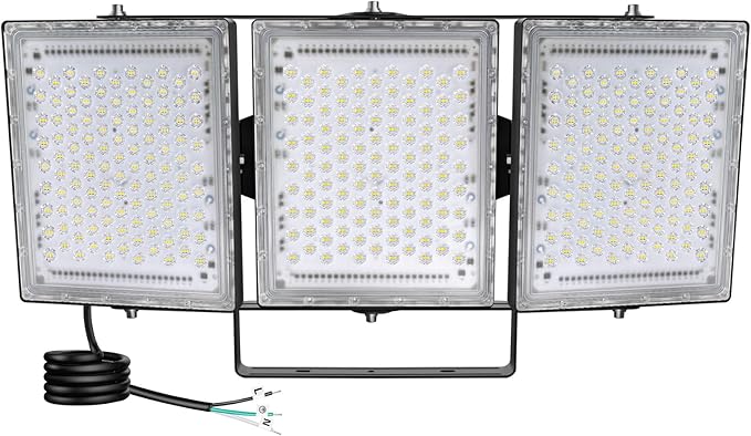 STASUN Flying Series Pro 600W 60000LM LED Flood Light Outdoor - IP66 Waterproof, 6000K Daylight White, 3 Panel Adjustable for Stadium, Arena, Yard, Street & Parking Lot Lighting