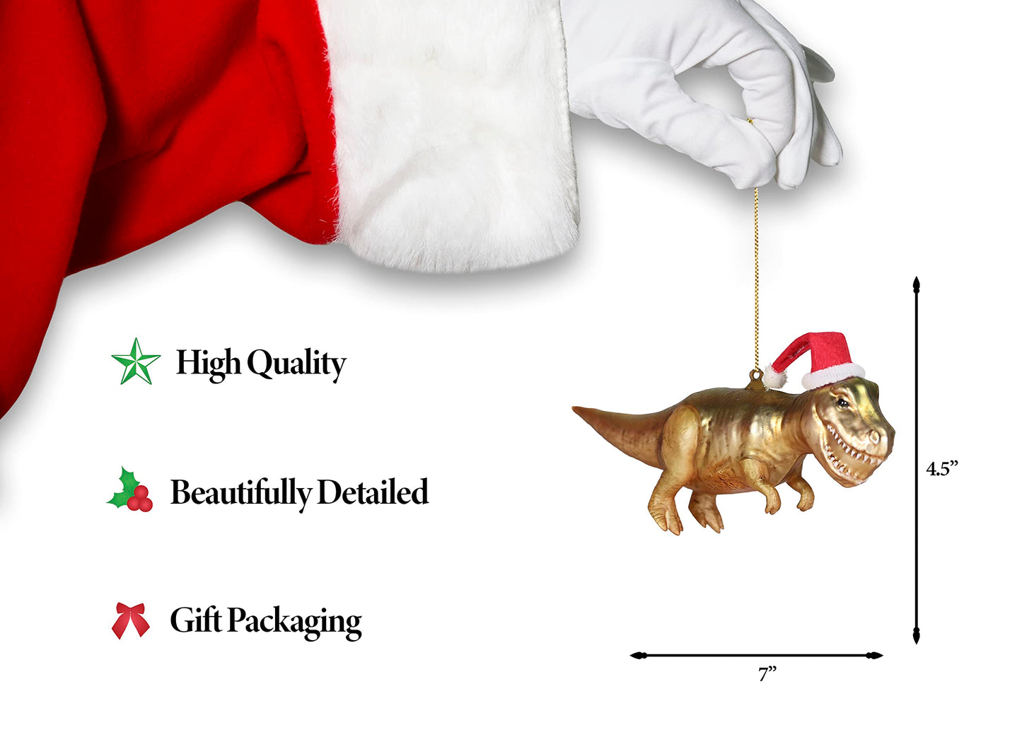 North Star Christmas | T-Rex Glass Ornament | Christmas Collection