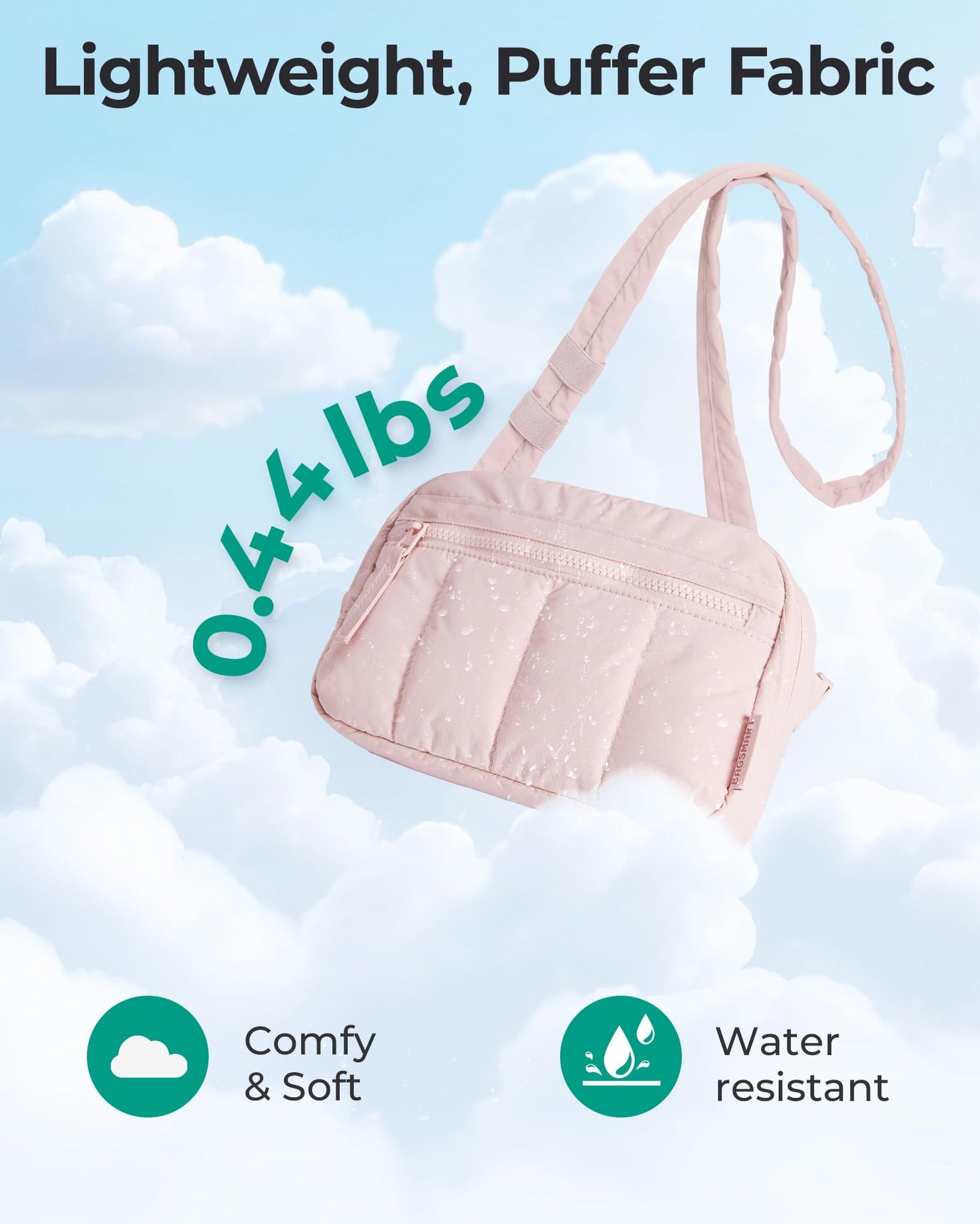 BAGSMART Fanny Packs for Women Cross Body, Quilted Puffy Belt Bag with Pockets, Fashion Waist Packs for Traveling Hiking Black