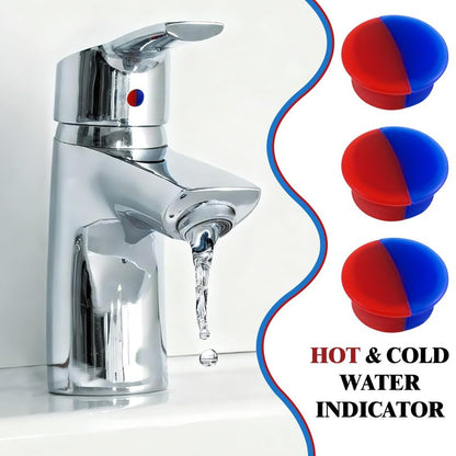 BEIQIYA 12pcs Red & Blue Hot and Cold Faucet Buttons, Faucet Index Buttons for 6.7-7mm Holes, 0.34 Inch Diameter Teperature Sign Replacement Caps for Bathroom Kitchen Shower