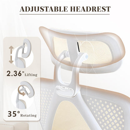 Ergonomic Office Chair with Retractable Footrest, 400LBS Capacity,Synchronized Armrest, Breathable Mesh, Adjustable Lumbar Support