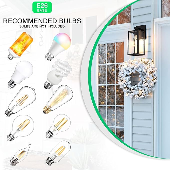 MAXvolador Outdoor Wall Lantern, Exterior Waterproof Wall Sconce Light Fixture, Black Anti-Rust Mount Light with Clear Glass, E26 Base Wall Lamp
