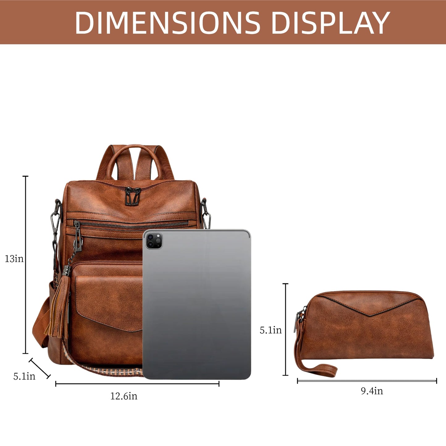 CTTOVIS Backpack Purse for Women Fashion Designer Backpack Ladies Travel Convertible Shoulder Bags (Brown)