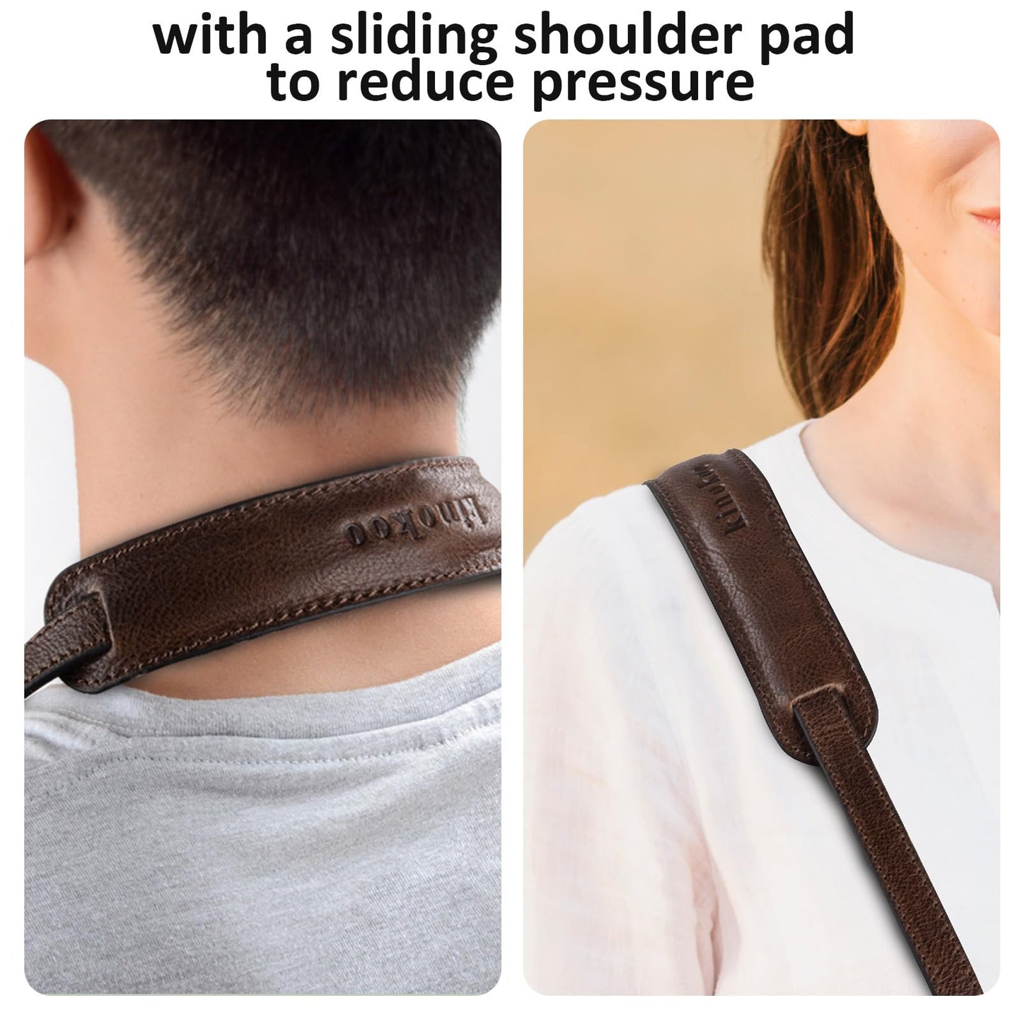 MUZIRI KIINOKOO Genuine Leather Camera Neck Shoulder Strap - Vintage Leather Shoulder Strap for Most of Digital Cameras - Retro Brown