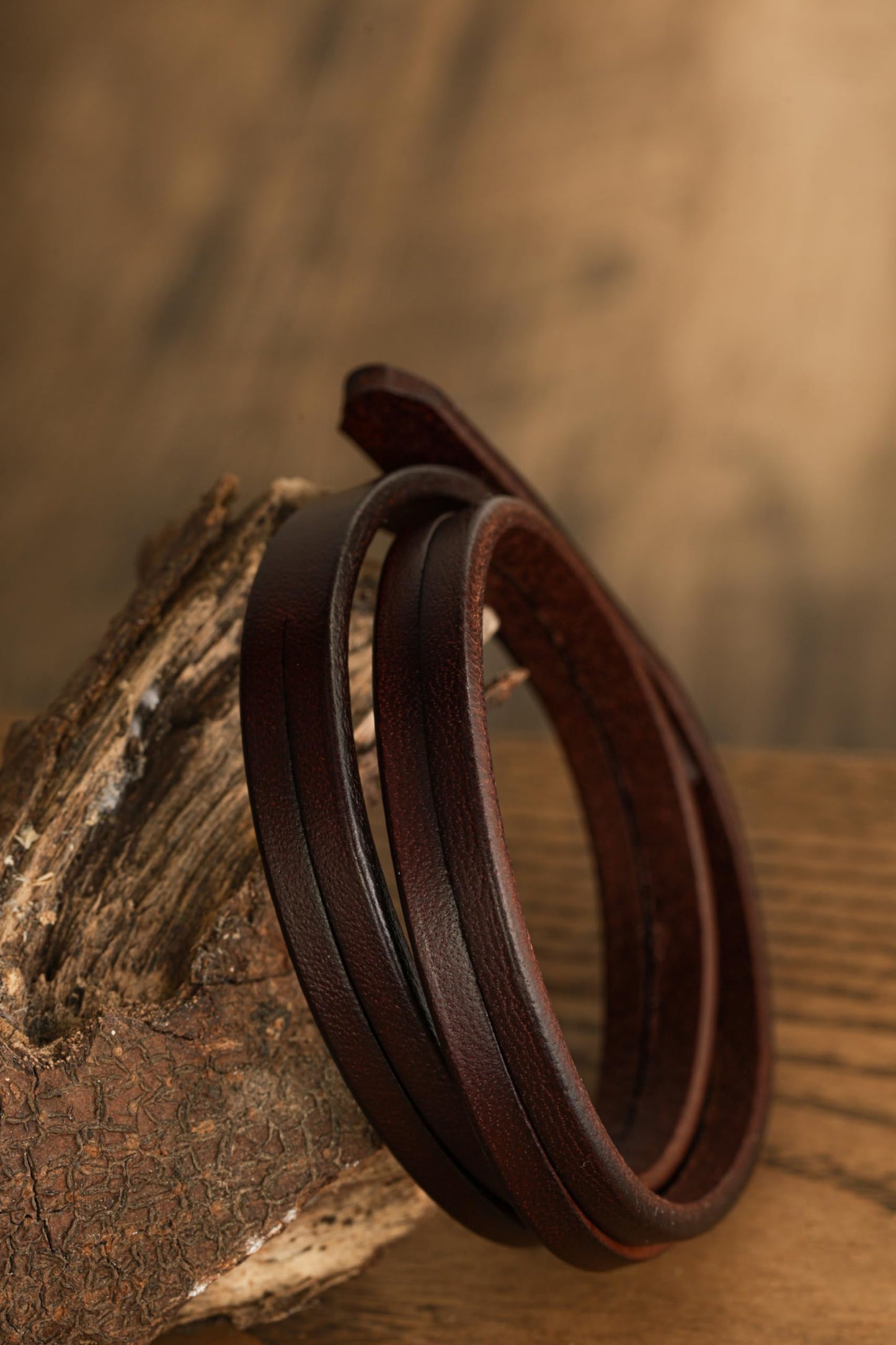 HAQUIL Artisanal Multi-Wrap Brown Leather Bracelet with Vintage Metal Accents for Men