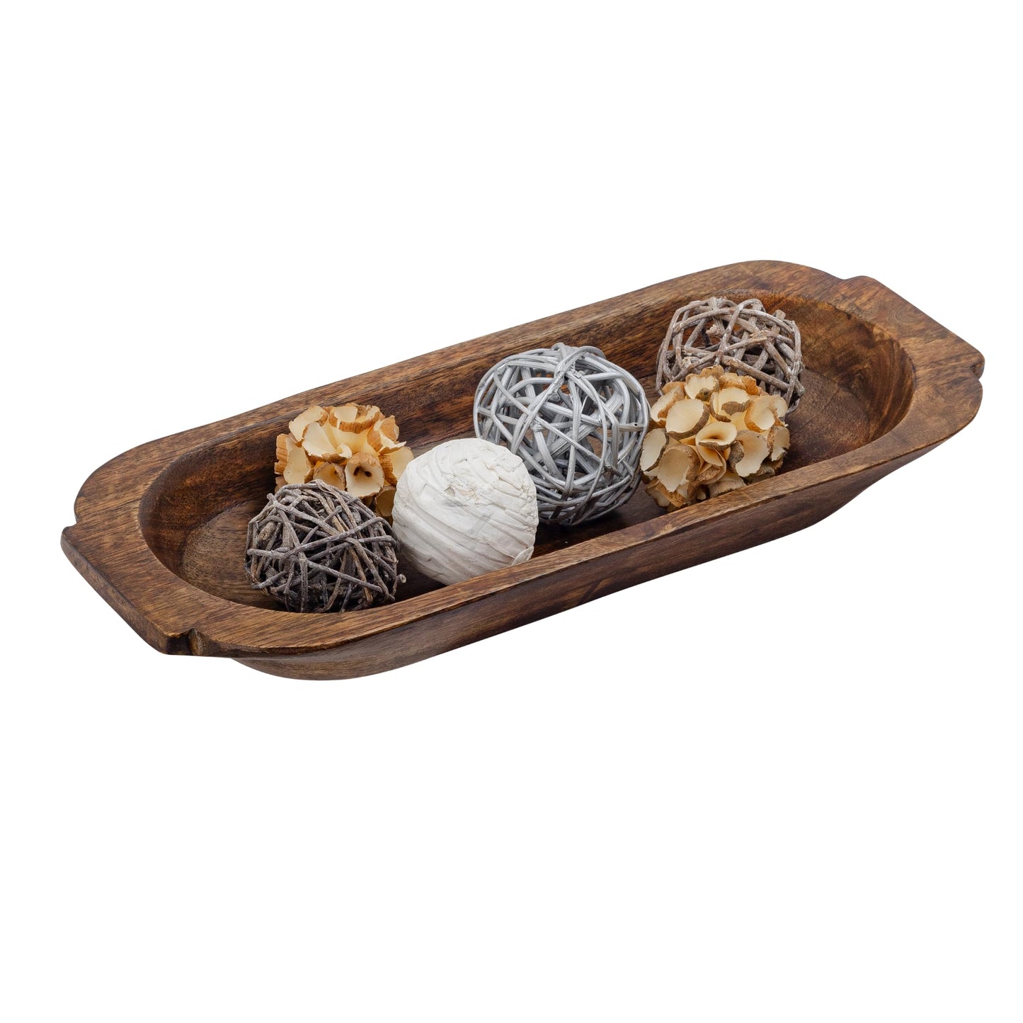 Mie Creations 16'' Large Wooden Dough Bowl for Decor, Huge Decorative Centerpiece Oval Rustic Dough Bowls for Table | Handmade Long Wood Bowl, Thanksgiving Christmas, Festival Dining Decorations