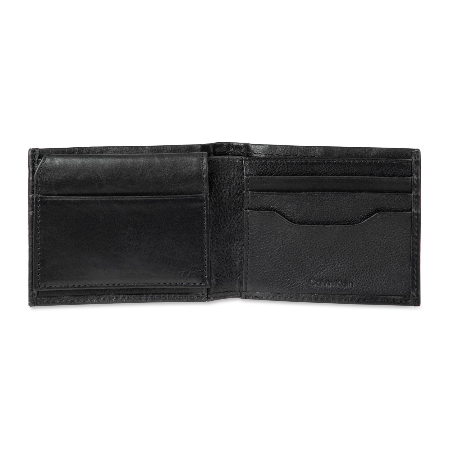 Calvin Klein mens RFID Leather Minimalist Bifold Wallet With ID Window Black Passcase