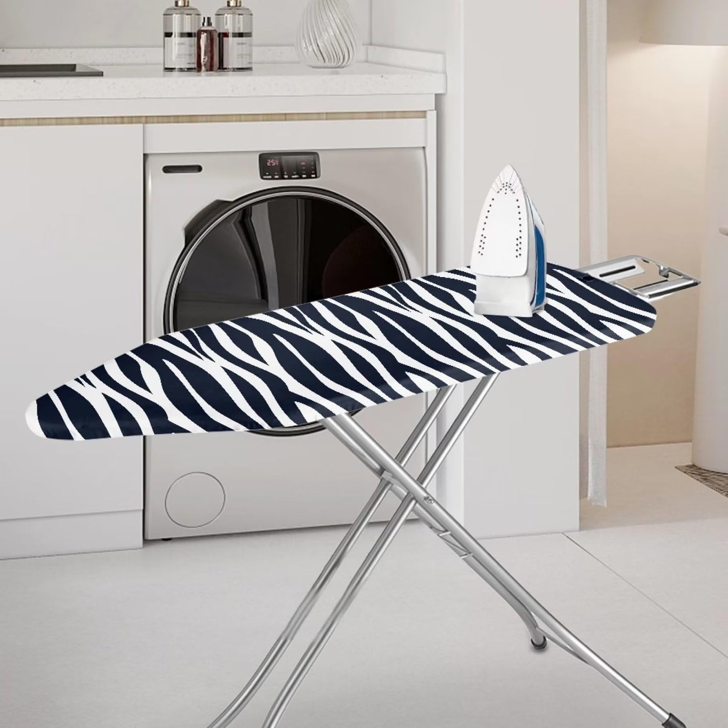 Suhoaziia Zebra Print Ironing Board Cover and Pad Extra Thick Padding 15x54 Inch Fits Standard Boards, Pads Resist Scorching and Staining, Elastic Edge Covers Fasteners