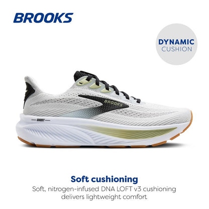 Brooks Men’s Ghost 17 Neutral Running Shoe - White/Black/Tea - 10 Medium