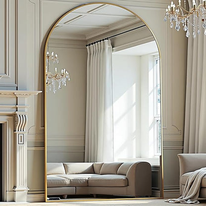 Full Length Mirror, Oversized 81"x41" Arched-Top Floor Mirror, Free Standing Mirrors, Modern Full Body Mirrors with Aluminum Alloy Frame for Bedroom,Living Room, Gold