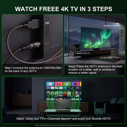 2026 TV Antenna for Smart TV Indoor for Local Channels HD Digital Antenna Outdoor Long Range Reception with Amplifier Signal Booster Supports 4K 1080p HD