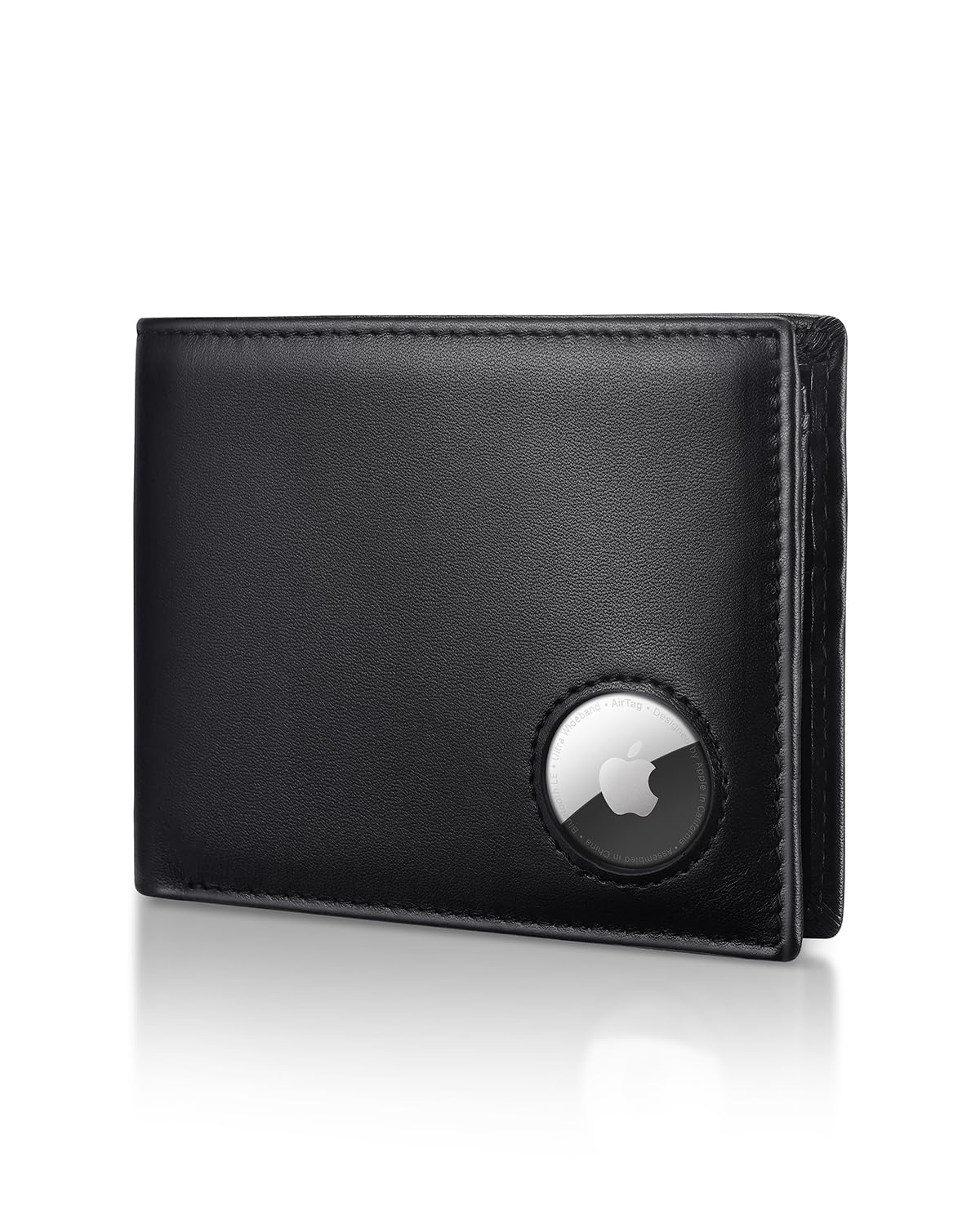 Serovi Mens Wallet with AirTag holder,Genuine Leather Bifold Wallets for Men RFID Blocking With 2 ID Window and 12 Cards Holders Gift Box (Airtag Not included)