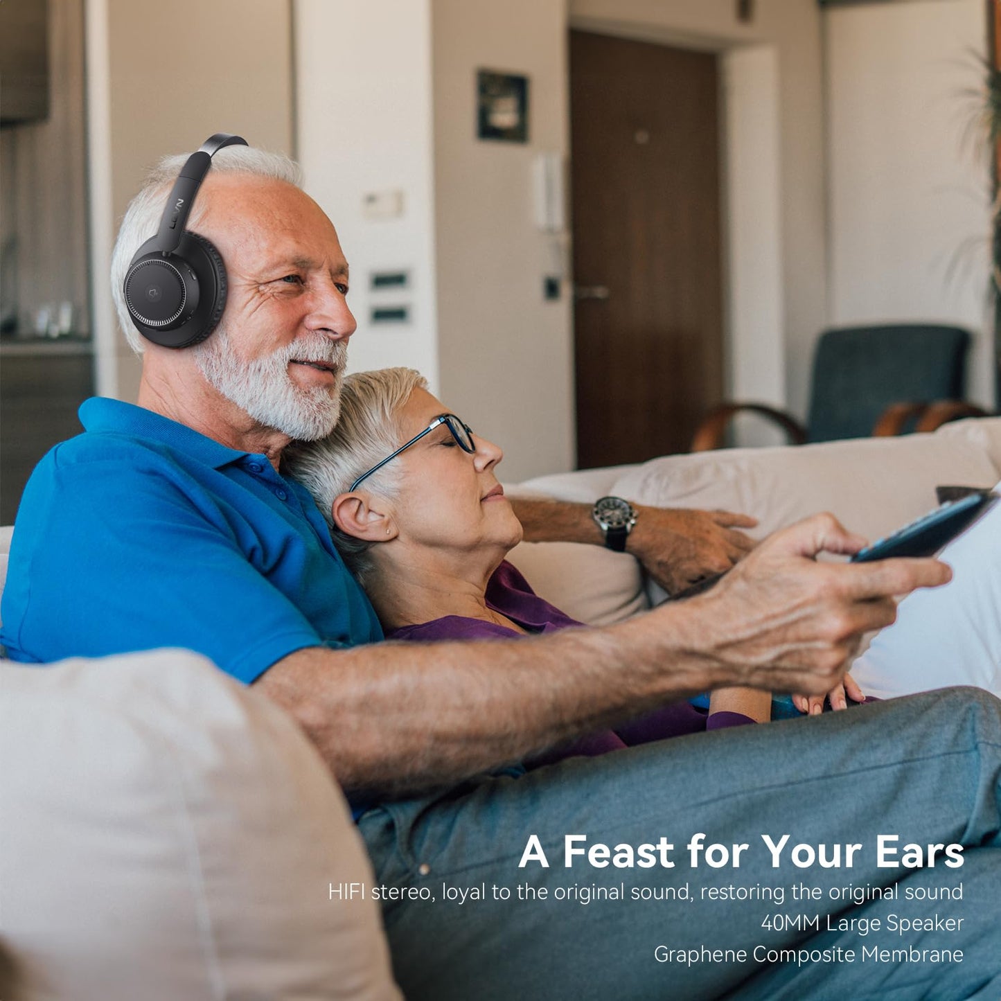 LEVN Wireless Headphones for TV Watching, TV Headphones Wireless for Seniors with Transmitter Charging Base, Hearing-impaired, No Audio Delay, Bluetooth 5.2, Plug and Play, Gifts for Elderly