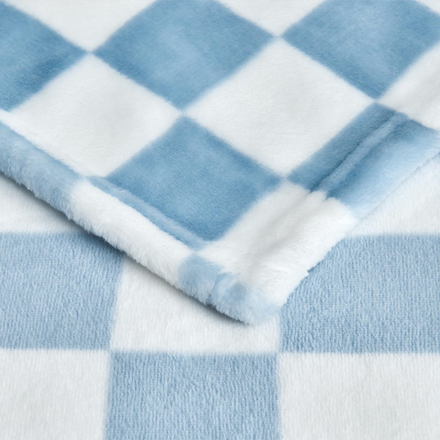 Edenleaf Checkered Blanket Flannel Throw Blankets Soft Cozy Checkered Grid Print Chessboard Gingham Pattern Throws for Bed Sofa Couch for All Seasons, 50x60 Inch, Blue