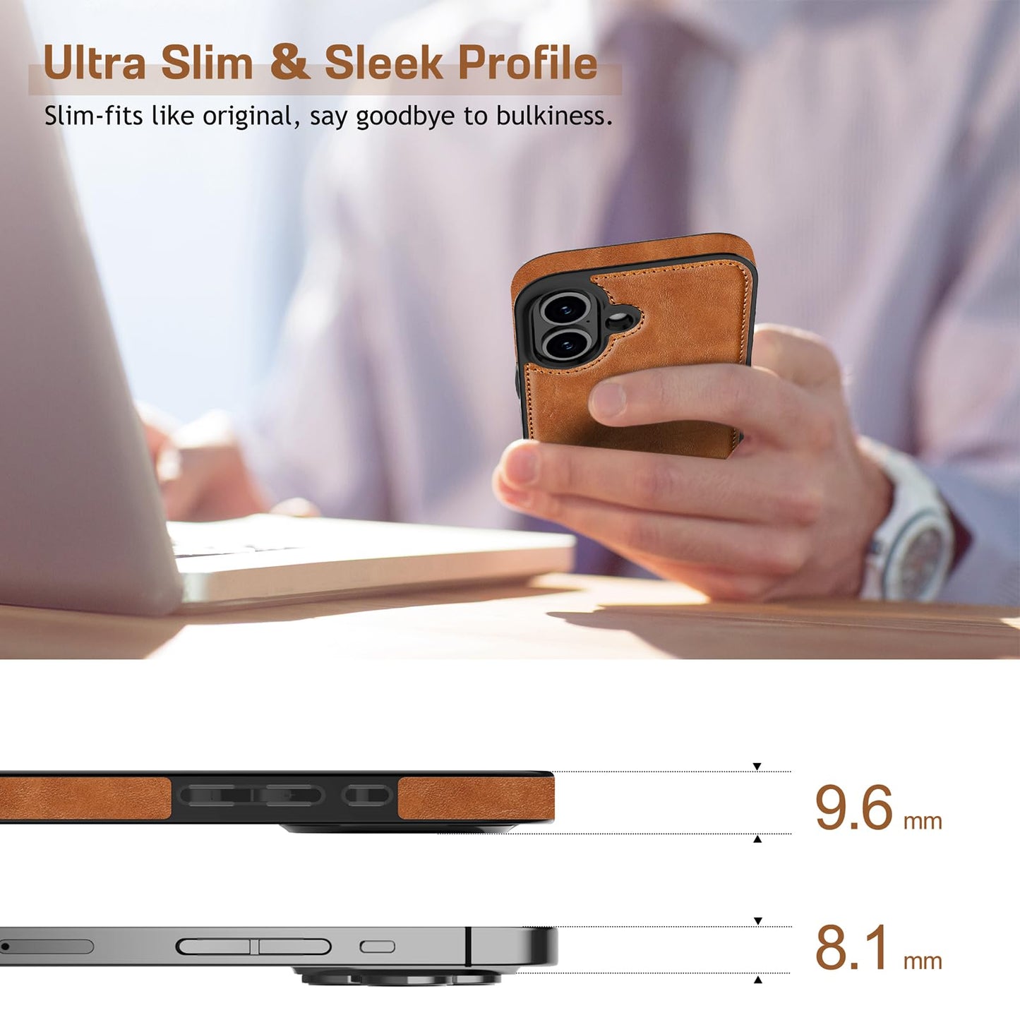 LOHASIC for iPhone 17 Leather Case, Slim Business PU Classic Elegant Style Soft Non-Slip Grip Shockproof Rugged Protective Cover Phone Case for iPhone17 6.3" 2025 - Sand Dune