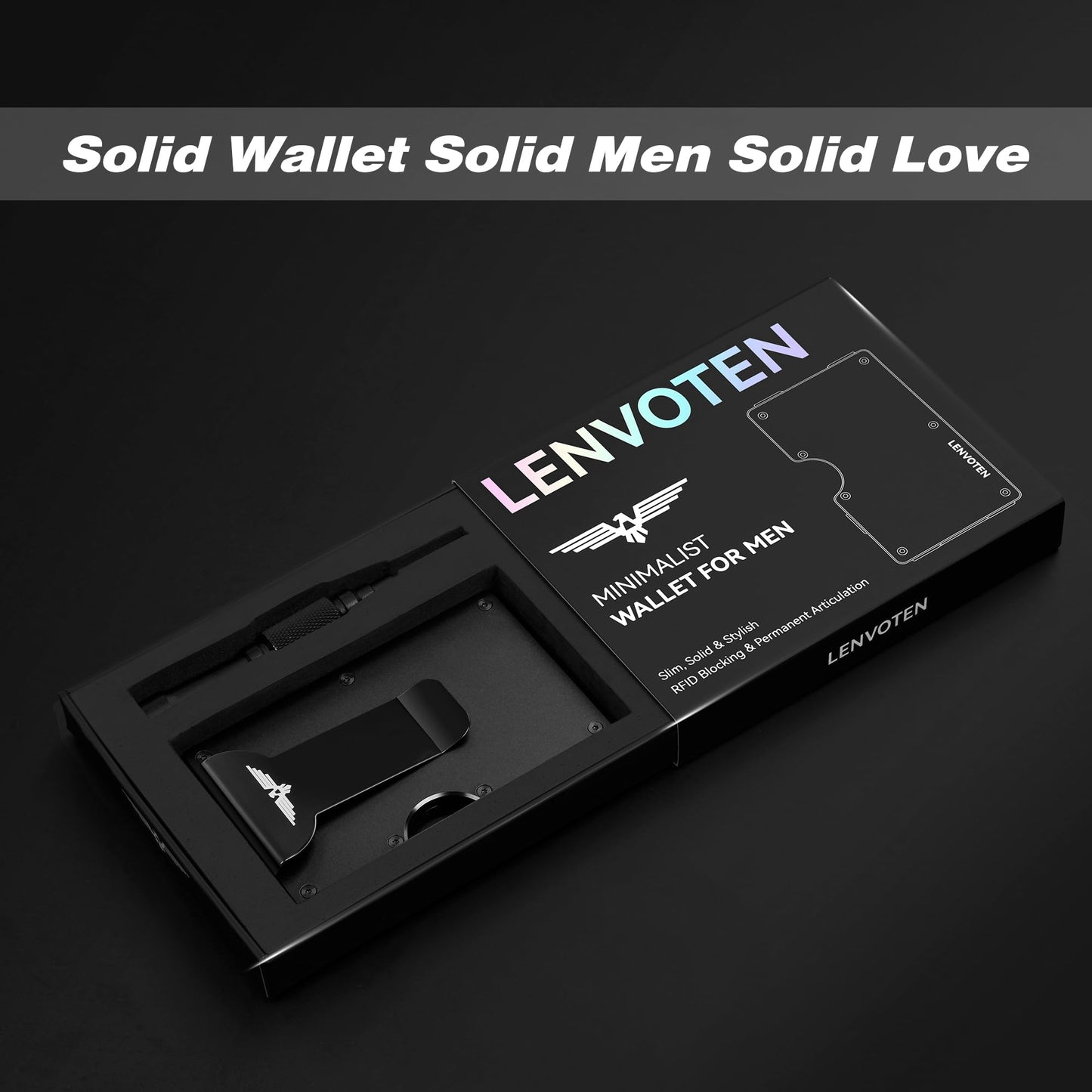 Lenvoten Upgraded Hinged Minimalist Wallet for Men | Slim Metal RFID Blocking Wallet | Credit Card Holder & Money Clip Holds 20 Cards | Premium Scratch-Resistant Finish | Ideal Gift for Men