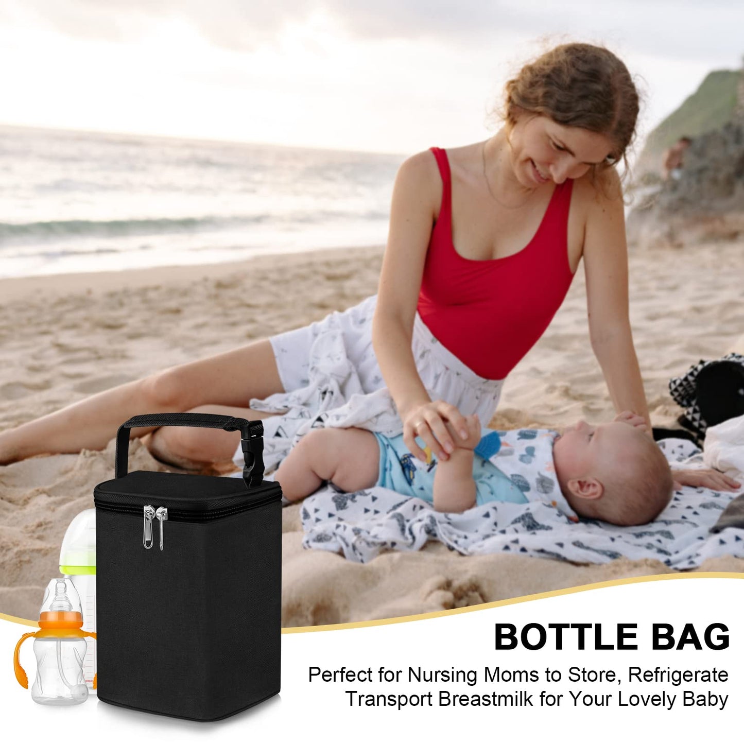 Accmor Breastmilk Cooler Bag, Baby Bottle Cooler Bags, Insulated Tote Bags On The Go, Fits 4 Large 8oz Bottles, for Nursing Mom Daycare Travel
