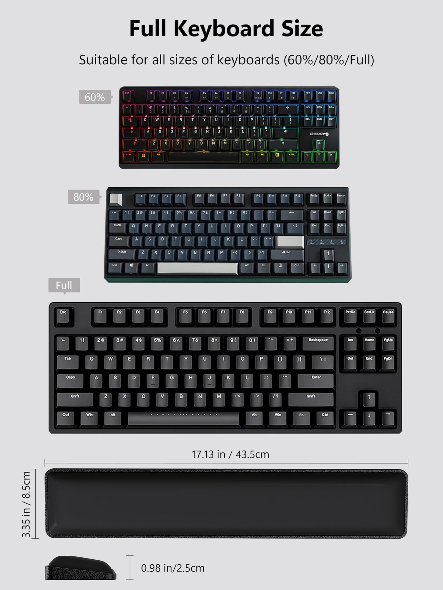 TopMade Keyboard Wrist Rest, Cooling Gel & Upgrade Soft Memory Foam Design Wrist Support for Keyboard, Full-Size Keyboard Hand Rest Pad, Ergonomic Palm Rest for for Long Hours of Work, Gaming, Black