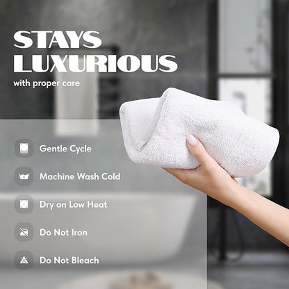 White Hand Towels Set for Bathroom, 6 Pack