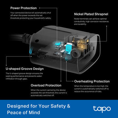 Tapo Outdoor Smart Dimmer Plug for Outdoor Lights, Matter, App Control, IP65 Weather Resistant, Works with Siri, Alexa, Google, ETL Certified, Energy Monitoring,150WLED/CFL, 2.4GHZ WiFi Only, P430M