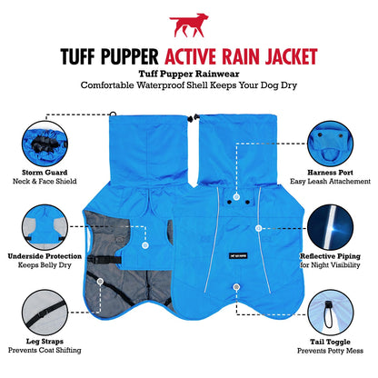 Tuff Pupper Waterproof Dog Raincoat | Full-Body Windproof Rain Jacket for Dogs | Reflective Strips | Breathable Mesh Lining | Adjustable Fit | Leash Port | Small Medium Large XL XXL Dogs (Olive, XXS)