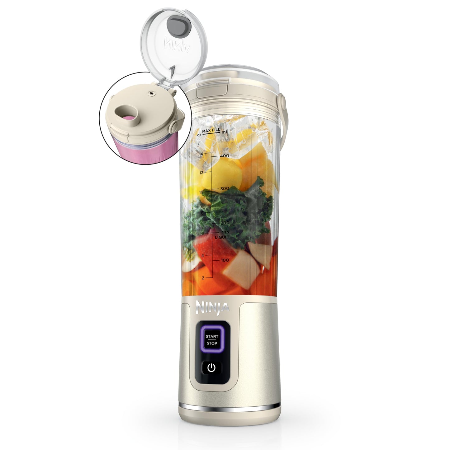 Ninja BC151BK Blast Portable Blender, Cordless, 18oz. Vessel, Personal Blender-for Shakes & Smoothies, BPA Free, Leakproof-Lid & Sip Spout, USB-C Rechargeable, Dishwasher Safe Parts, Black