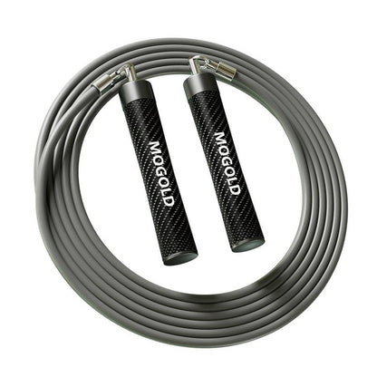 MOGOLD 1LB Weighted Jump Ropes for Fitness Men/Women with Heavy-Duty PVC Wire Cable & Durable Leather Skipping Rope Handles, Best for Fitness, High-Intensity Strength Workouts (Grey, XL - 9'6(User Height 6'0 +))