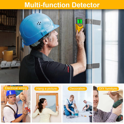 Stud Finder Wall Scanner - 5 in 1 Stud Finder Tool w/Smart Chip and HD LCD Display, Stud Detector Beam Finders for the Center and Edge of Wood AC Wire Metal Studs Joist Pipe (Yellow Feathers)