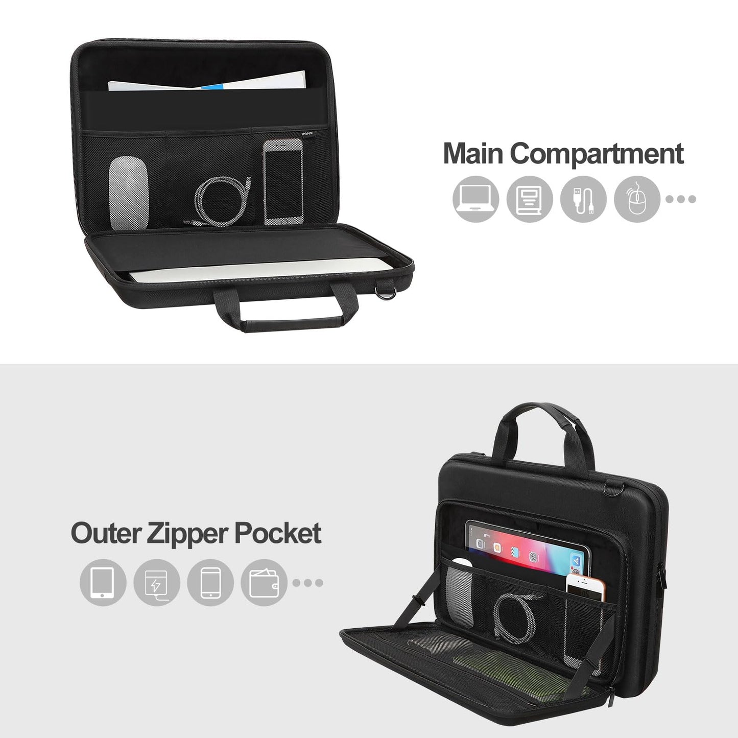 MOSISO Laptop Bag for Men,15-16 inch Computer Bag Compatible with MacBook Air 15 inch/Pro 16 inch, HP, Dell, Lenovo, Asus, Acer, Hard Shell Laptop Case with Front Pocket&Shoulder Strap, Black