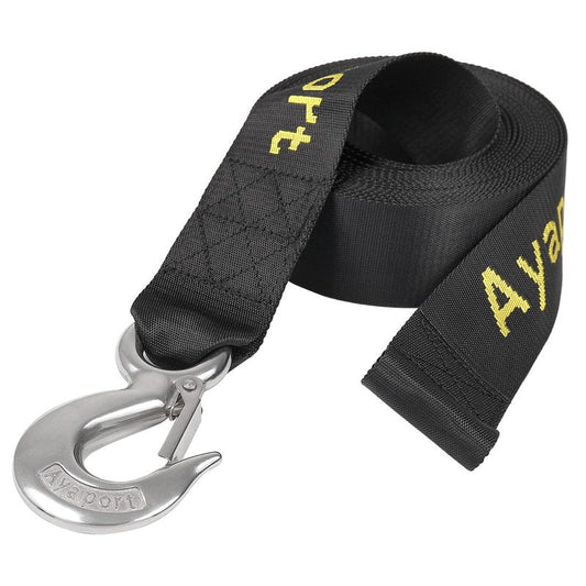 Ayaport Boat Winch Strap Towing Straps with Hook - 2" x 20' - 6600lbs Breaking Strength, Boat Trailer Winch Strap Replacement for Marine Boat ATV Fishing Boat and Jet Ski (Stainless-Steel Hook)