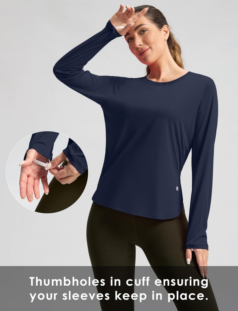 Women's Sun Shirts UPF 50+ Long Sleeve UV Protection Shirt Lightweight Quick Dry Workout Hiking Tops for Women(Navy,XS)