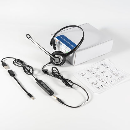 Wantek Computer Headset with Microphone for PC,Laptop,USB Headset with Noise Cancelling & Audio Controls,Computer Headphones for Call Center,Work,Ofiice,Mono