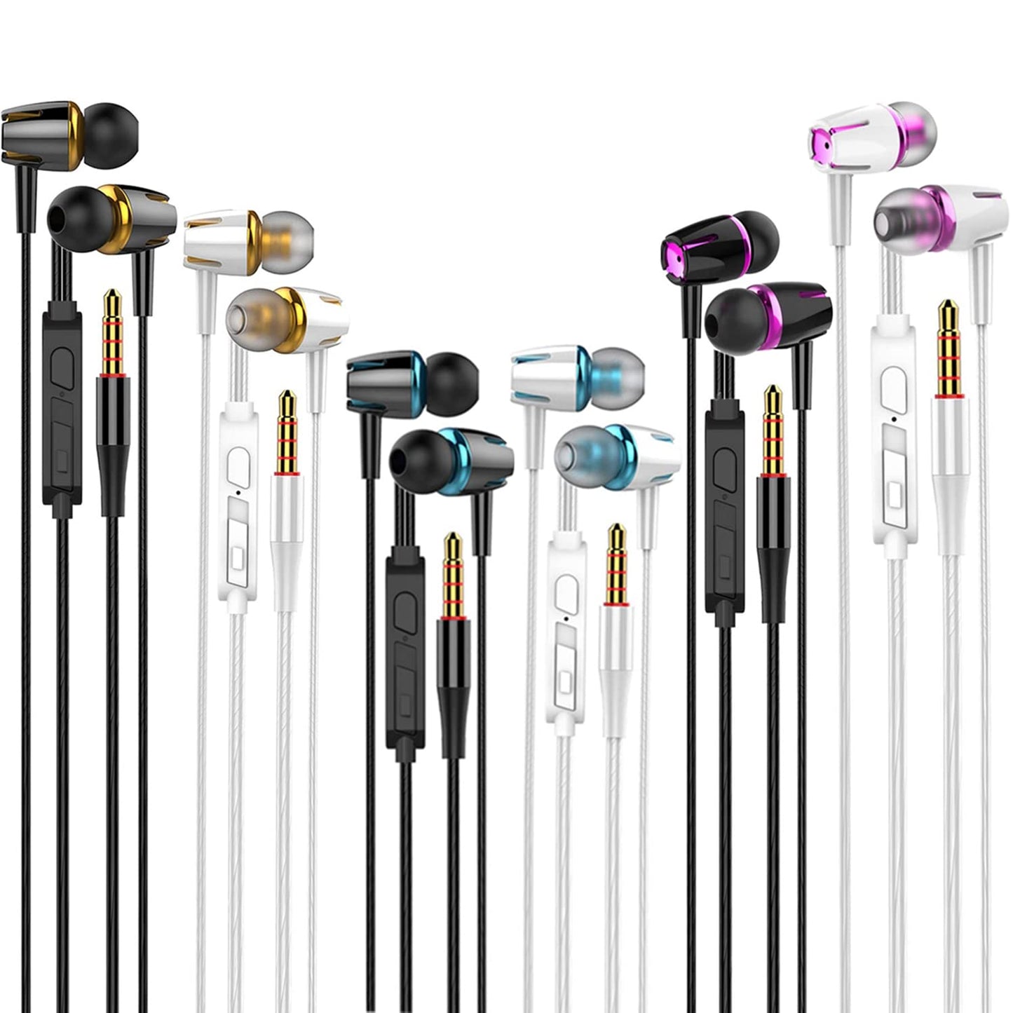 Cianyyee 6Pack Earbuds Headphones Wired with Microphone，in-Ear Earbuds,Noise Isolating,Powerful Heavy Bass, Earphones Compatible with iPhone, iPod, iPad, MP3, Laptops, and Most 3.5mm Jack
