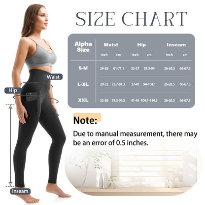 Leafigure 2 Packs Leggings with Pockets for Women, High Waisted Tummy Control Workout Leggings for Gym Black/Teal LXL