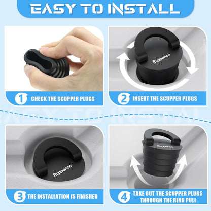 1-1/2" Kayak Scupper Plugs, Push-in Boat Drain Kayak Plugs for Sit on Top with Ring Pull Design, Watertight Livewell & Bilge Stoppers for Marine Drain Holes, Canoes & Small Watercraft (4Pack)