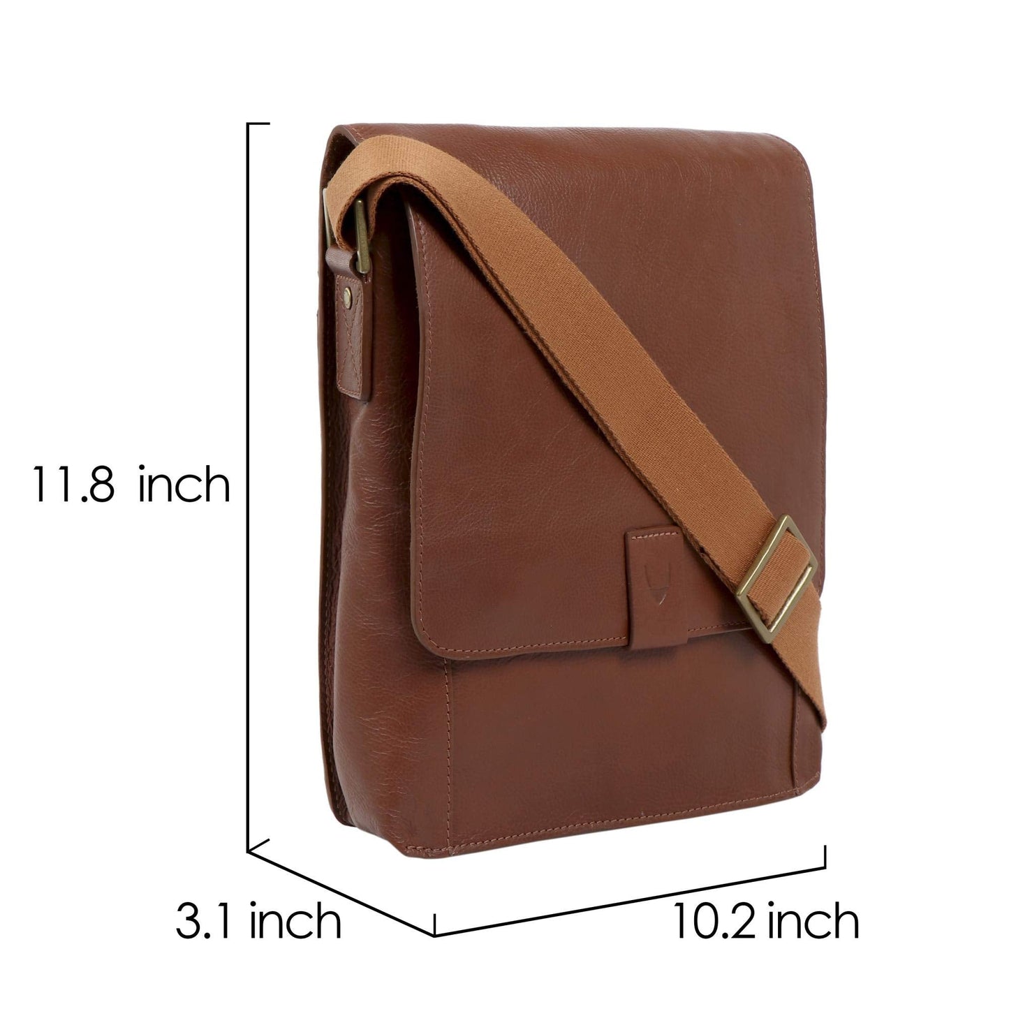 Hidesign Aiden Genuine Leather Medium Crossbody Men/Women Shoulder Messenger Bag / Travel Bag / 10.5" iPad Bag, Tan