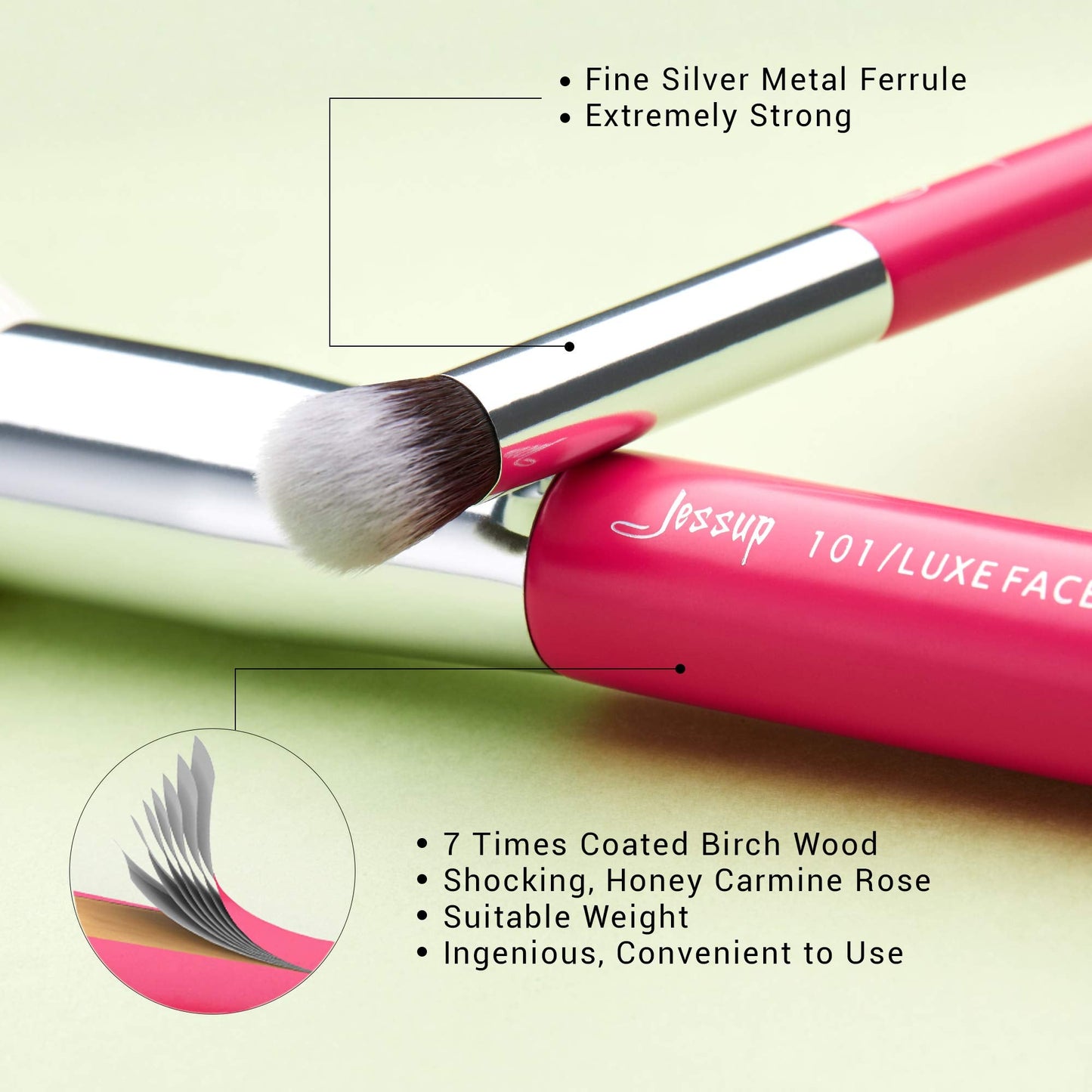Jessup Brand 25pcs Professional Makeup Brush Set Beauty Cosmetic Foundation Powder Blusher Eyeshadow Blending Highlight Concealer Natural-Synthetic Hair Brushes Set (Pearl White/Silver)