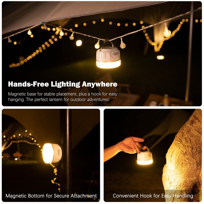 Yonktoo Rechargeable LED Camping Lantern 1000LM, 300H Runtime, 6400mAh, IPX5 Waterproof Tent Light for Camping, Hiking, Power Outages, Home, Emergency Use - Standard Edition,White