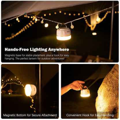 Yonktoo Rechargeable LED Camping Lantern 1000LM, 300H Runtime, 6400mAh, IPX5 Waterproof Tent Light for Camping, Hiking, Power Outages, Home, Emergency Use - Standard Edition,White