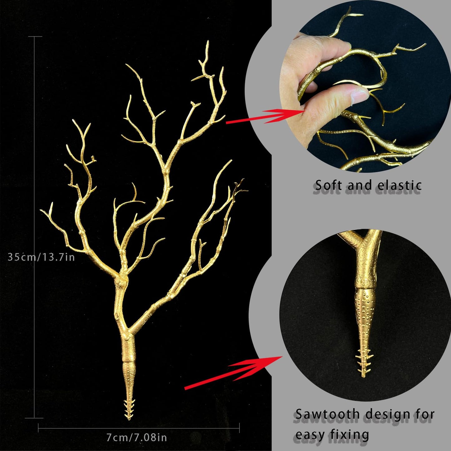 Threemonkys 13.8 inches Artificial Coral Branches Fake Antler Branches Small Branches for Home Decoration Flower Arrangement Wedding Christmas Halloween Festival (Golden10PCS)