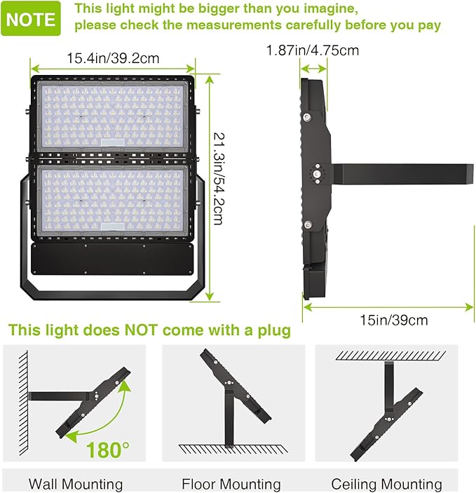 STASUN 600W 90000LM LED Flood Light Outdoor - Flying Series Ultra, 100-277V 5000K Daylight White, IP66 Waterproof Stadium Lights for Arena, Backyard, Parking Lot, Courts, ETL Certification