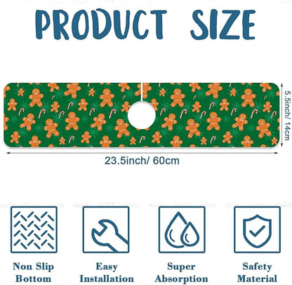 Christmas Happy New Year Sink Faucet Absorbing Mat Santa Claus Super Absorbent